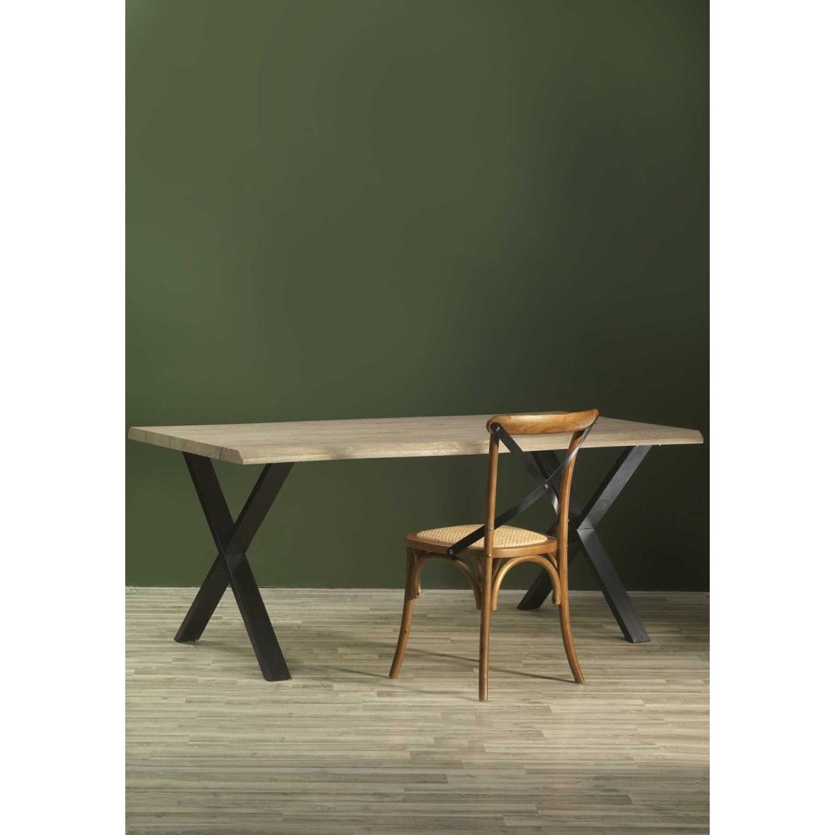 Tavolo Metallo Canberra con Top Legno Nero cm.180x90h75 | Vacchetti