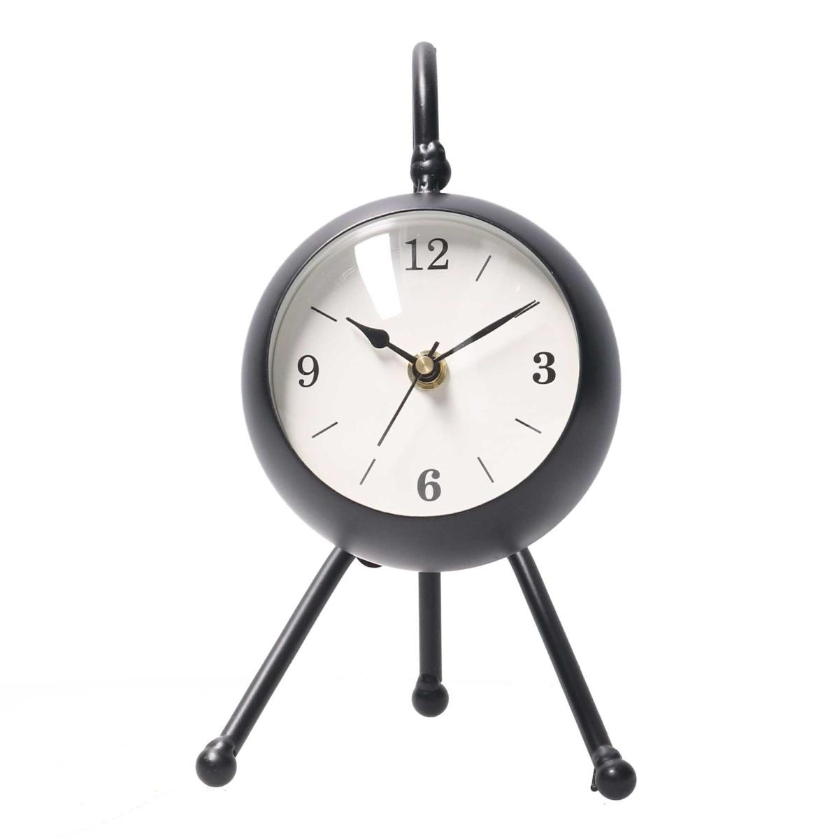 Orologio Da Tavolo Metallo Nero Quadrante Bianco cm.12x13h21,5 | Vacchetti