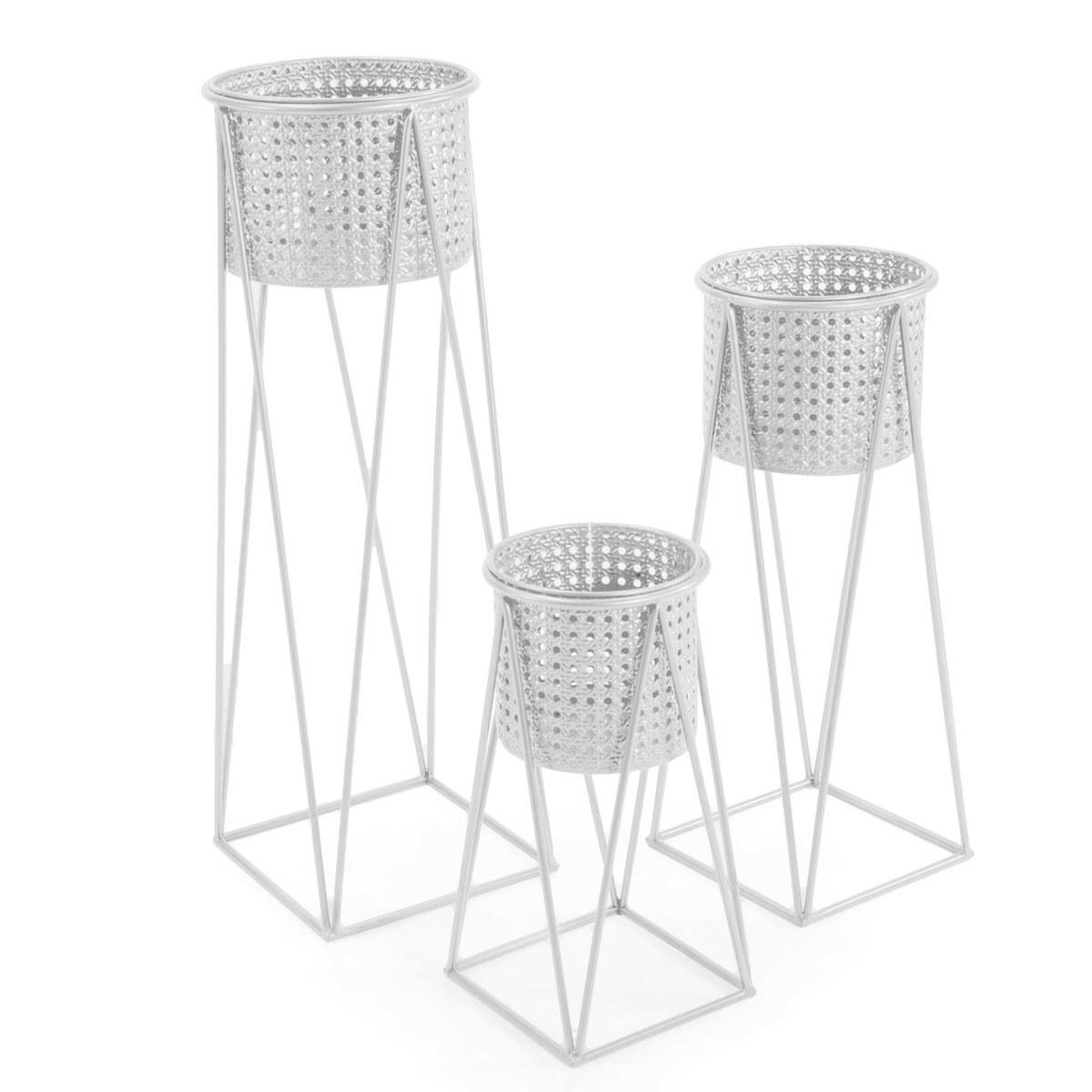 Portavaso Metallo Set pz.3 Leila Bianco cm.Ã?28h85 | Vacchetti