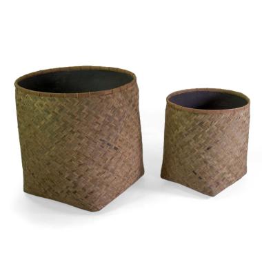 Portavaso Cemento Bambu' Set Pz.2 Naturale Tondo Cm.Ø75H80