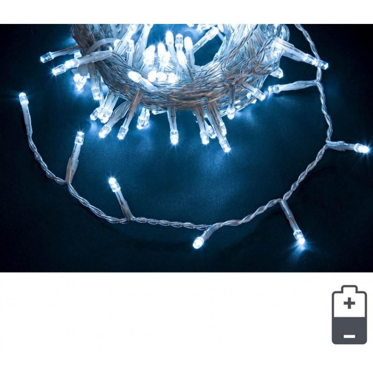 Luci Natale Esterno Batteria LED 96 Micro Bianco Freddo mt.5 con Timer |Bizzotto