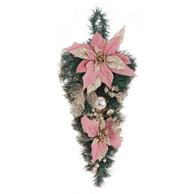 Decorazione Allyson Poinsettia Rosa-Oro Goccia | Bizzotto