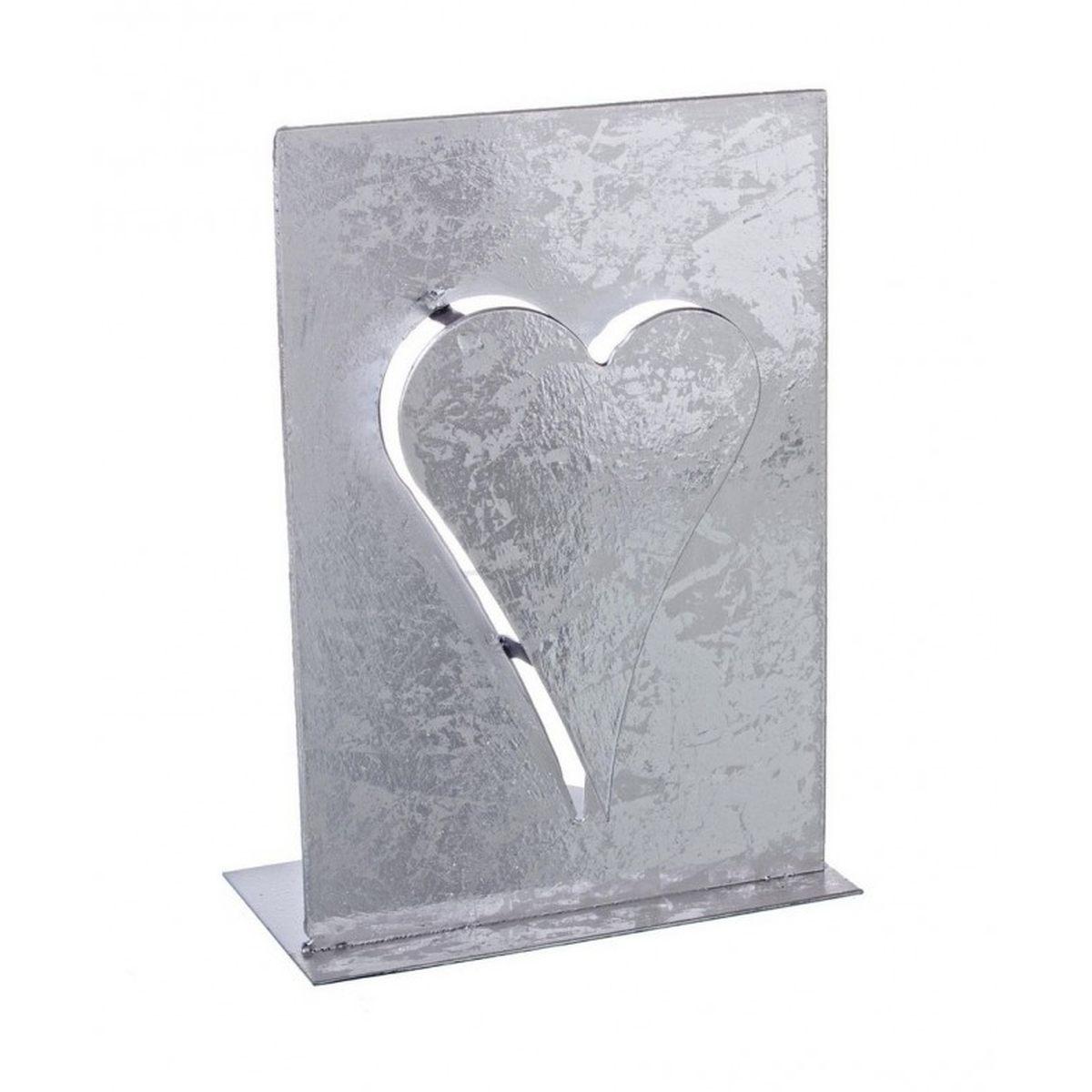 Porta  Candela Cuore Stand Metal Argento