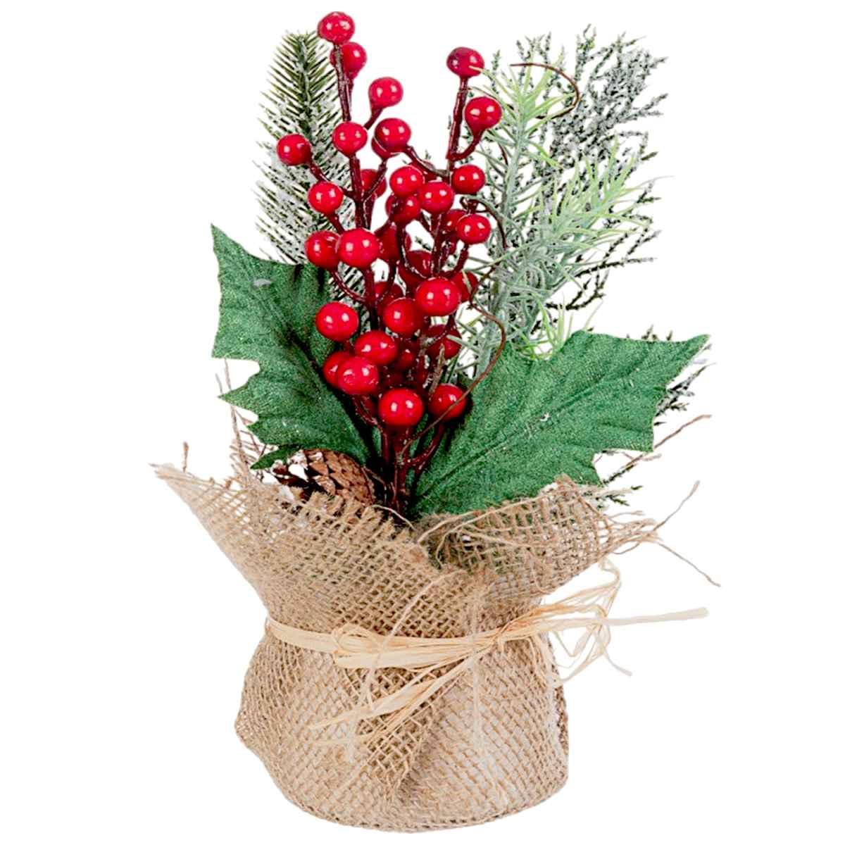 Albero Natale cm.24 Melrose Bacche Rosso |Bizzotto