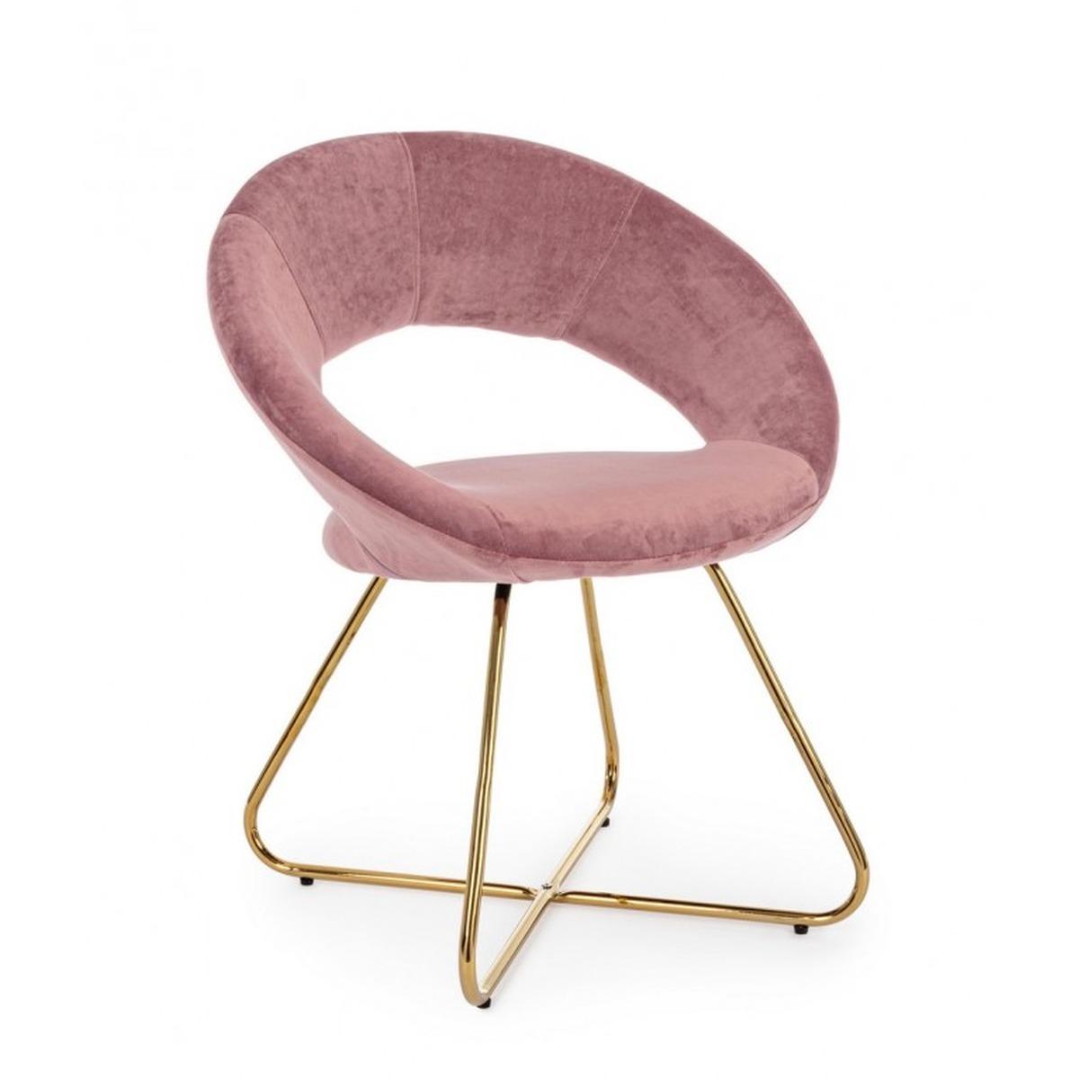Poltrona Vanity Oro Velluto Rosa | Bizzotto