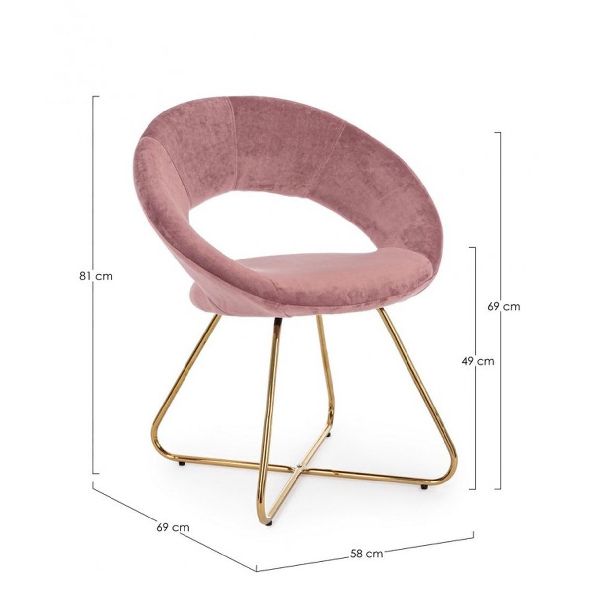 Poltrona Vanity Oro Velluto Rosa | Bizzotto