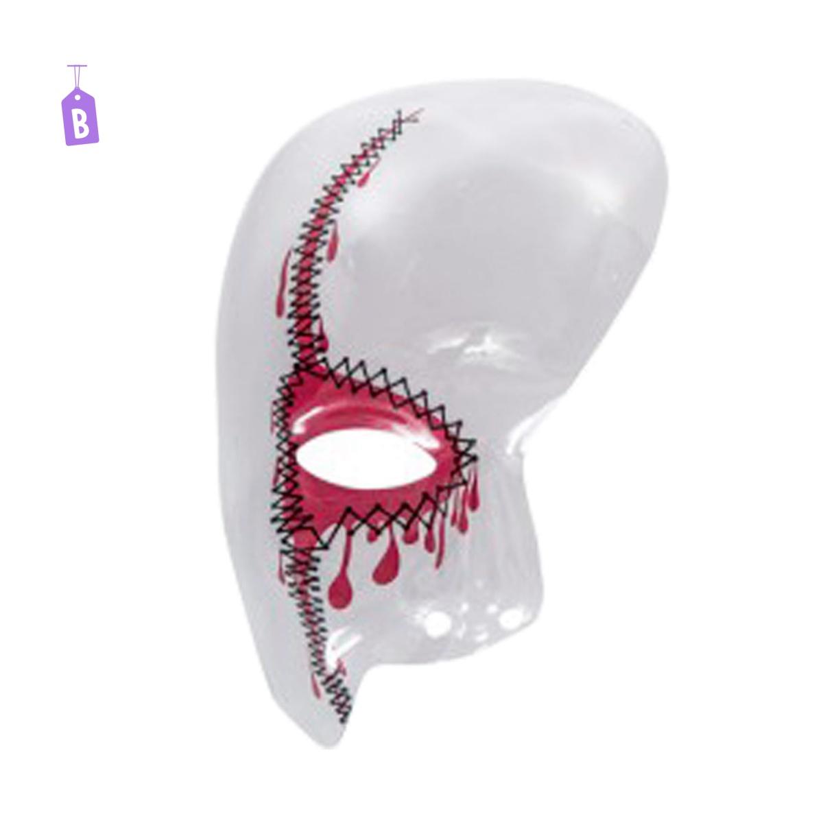 Maschera Teschio PVC Mezzo Viso Trasparente con Decorazioni 4 Modelli