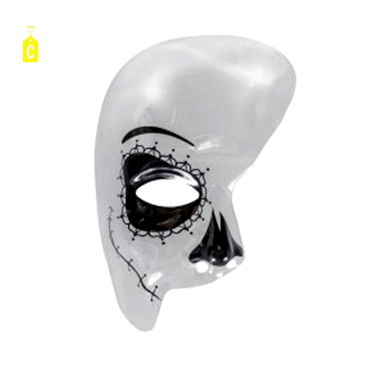 Maschera Teschio PVC Mezzo Viso Trasparente con Decorazioni 4 Modelli