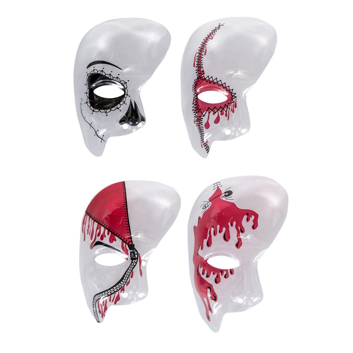 Maschera Teschio  Mezzo Viso Trasparente con Decorazioni 4 Modelli