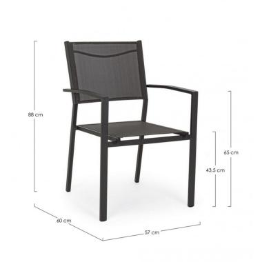 Sedia con Braccioli Hilde Antracite Lh32 | Bizzotto