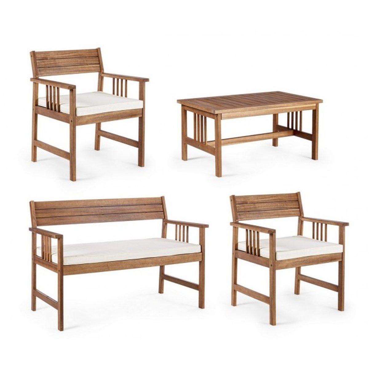 Salotto Legno Noemi Set Pz.4 | Bizzotto