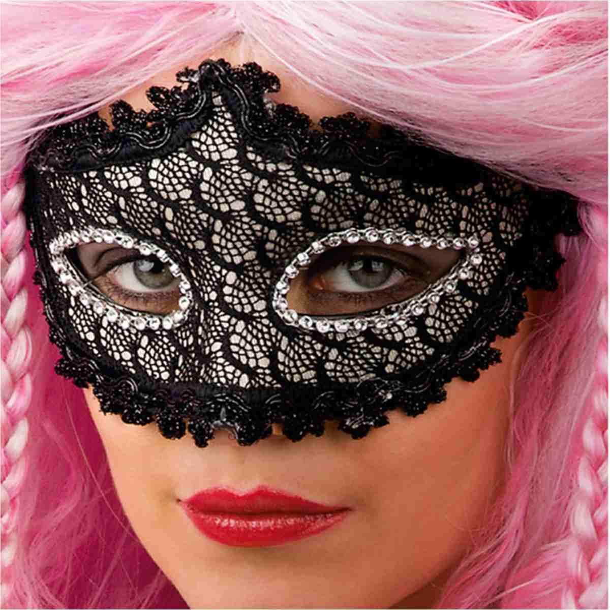 Maschera di pizzo nero con strass: un accessorio unico e originale