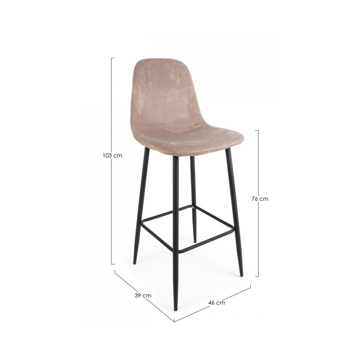 Sgabello Bar Irelia Velluto Tortora | Bizzotto