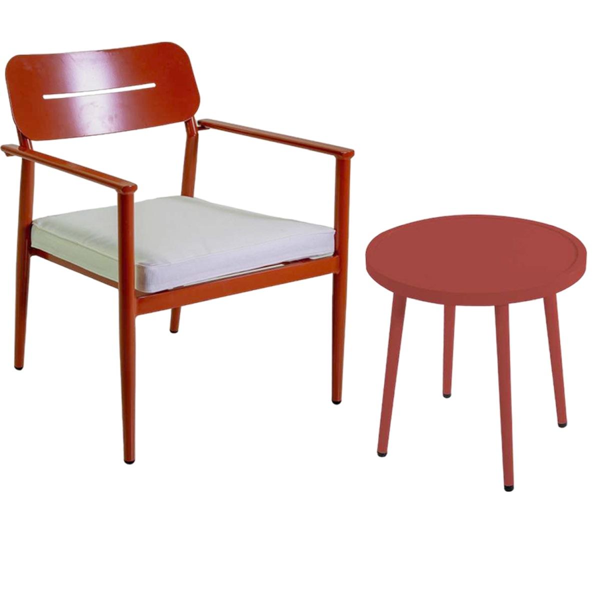 Salotto Alluminio Ibiza Rosso Terracotta Set con 2 Poltrone con Tavolo | Vacchetti