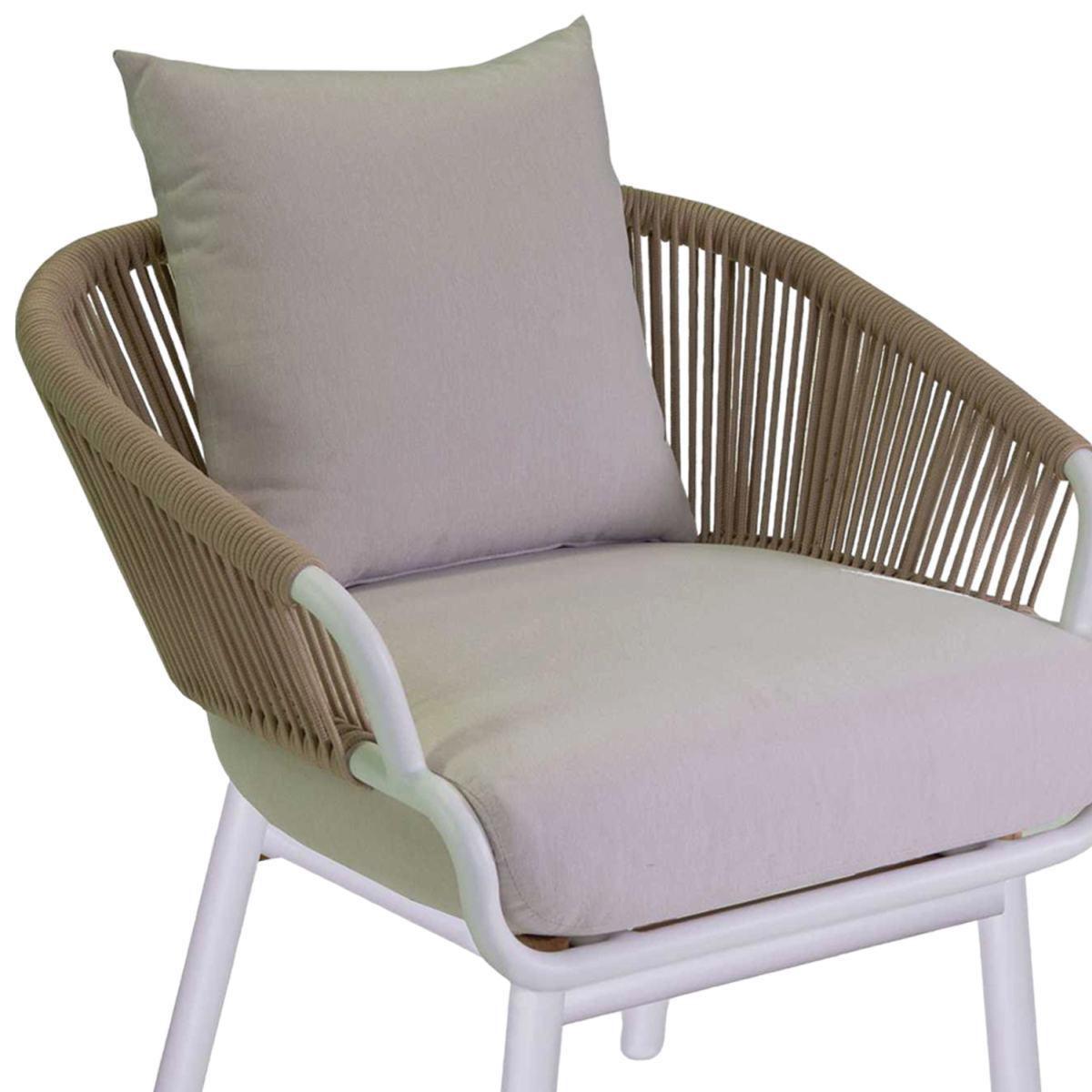 Poltrona Alluminio Honolulu Bianco c/Cuscini Crema cm.62x67,5xh80 | Vacchetti