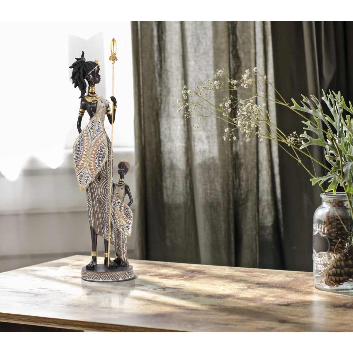 Masai Tribal con Figlio cm.11,5x8,5x46 | Mauro Ferretti