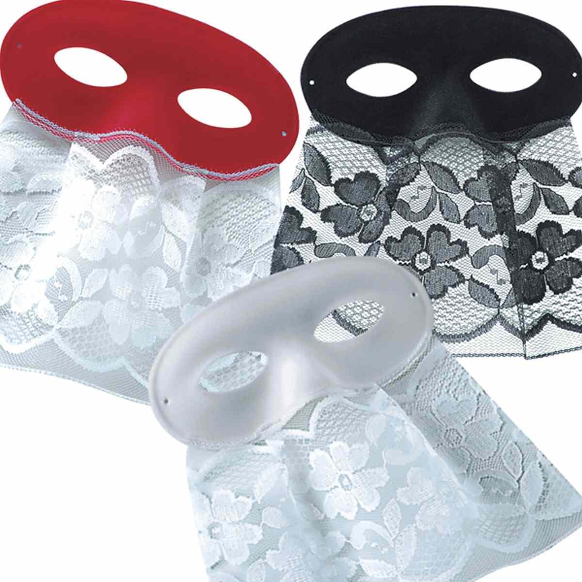 Maschera Domino Tessuto con Bautta 3 Modelli
