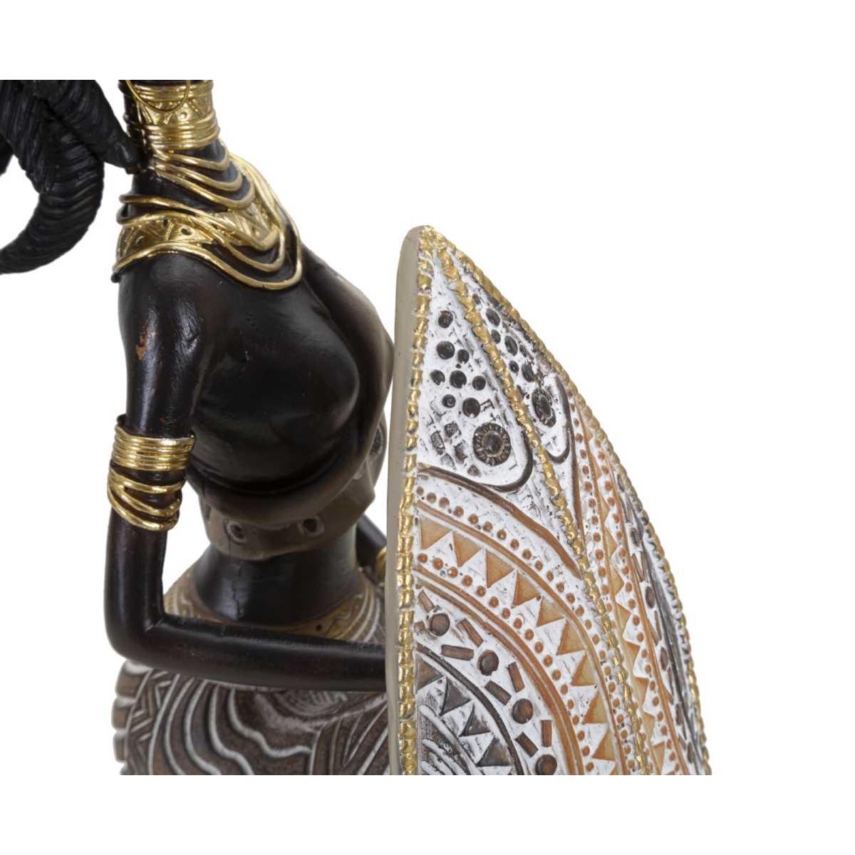 Masai Tribal con Scudo cm.13,5x9x24,5 | Mauro Ferretti