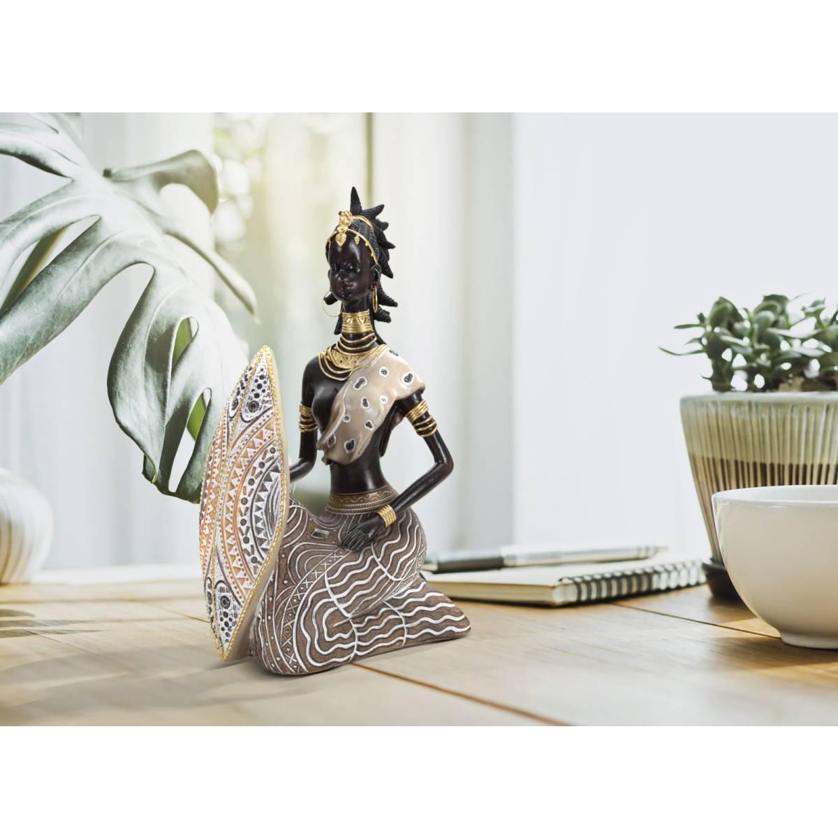 Masai Tribal con Scudo cm.13,5x9x24,5 | Mauro Ferretti