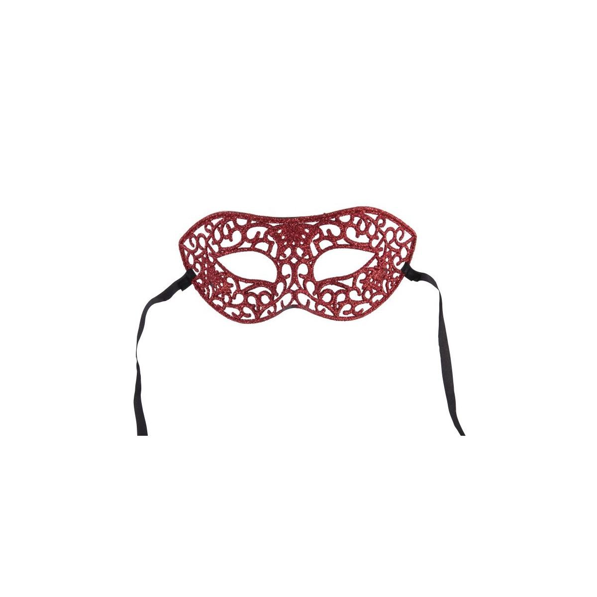 Maschera PVC Rossa Intagliata con Glitter