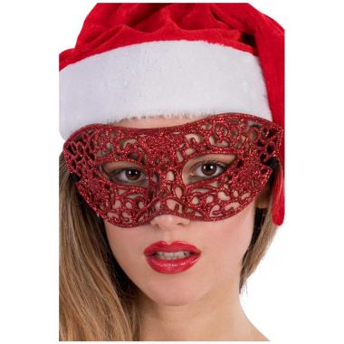 Maschera PVC Rossa Intagliata con Glitter