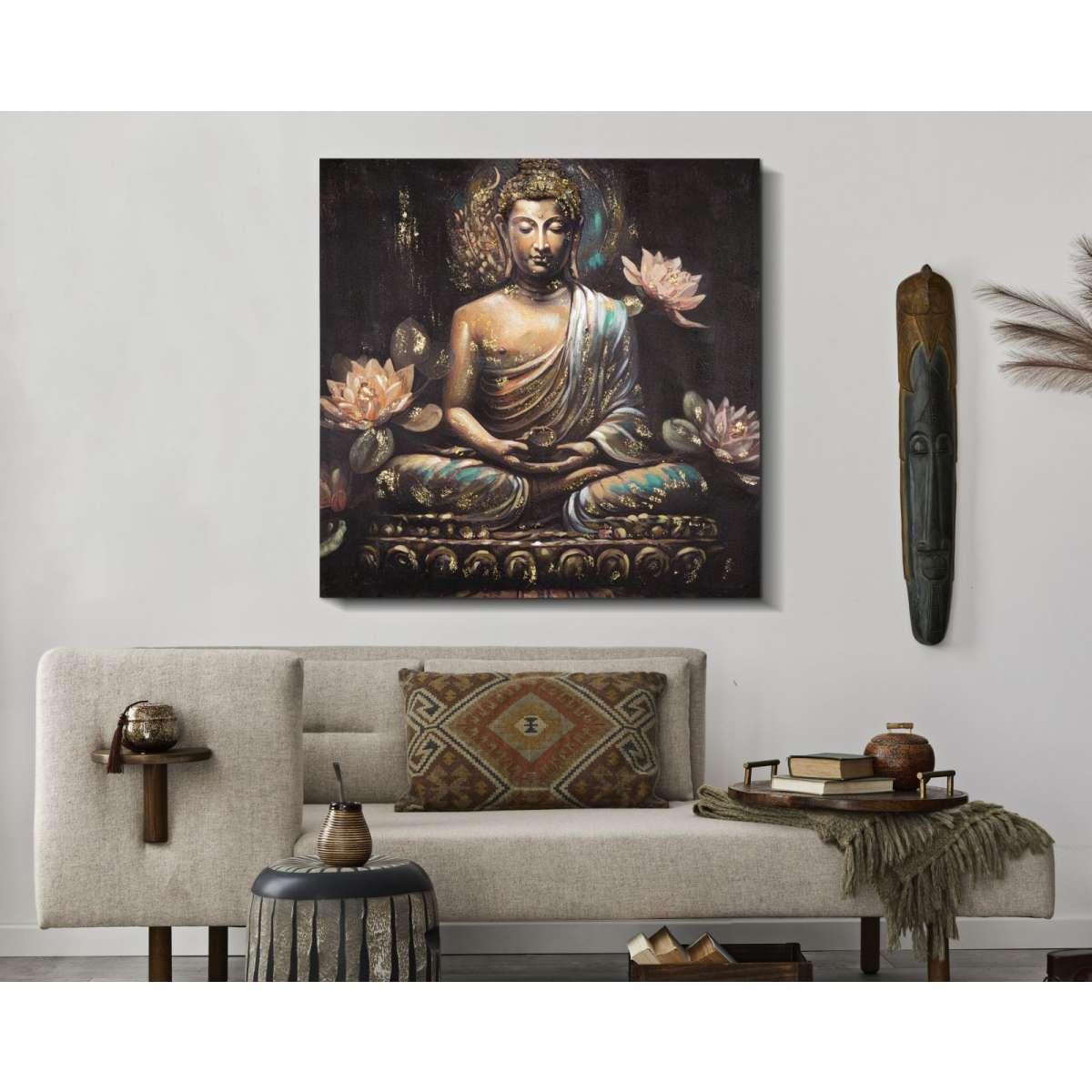 Quadro Dipinto Tela Buddha A cm.100x3x100 | Mauro Ferretti