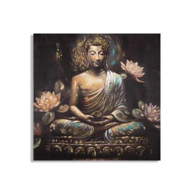 Quadro Dipinto Su Tela Buddha mod.A cm.100x3x100