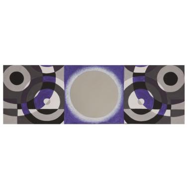 Quadro Dipinto Su Tela con Specchio Viola mod.B cm.50x3x150
