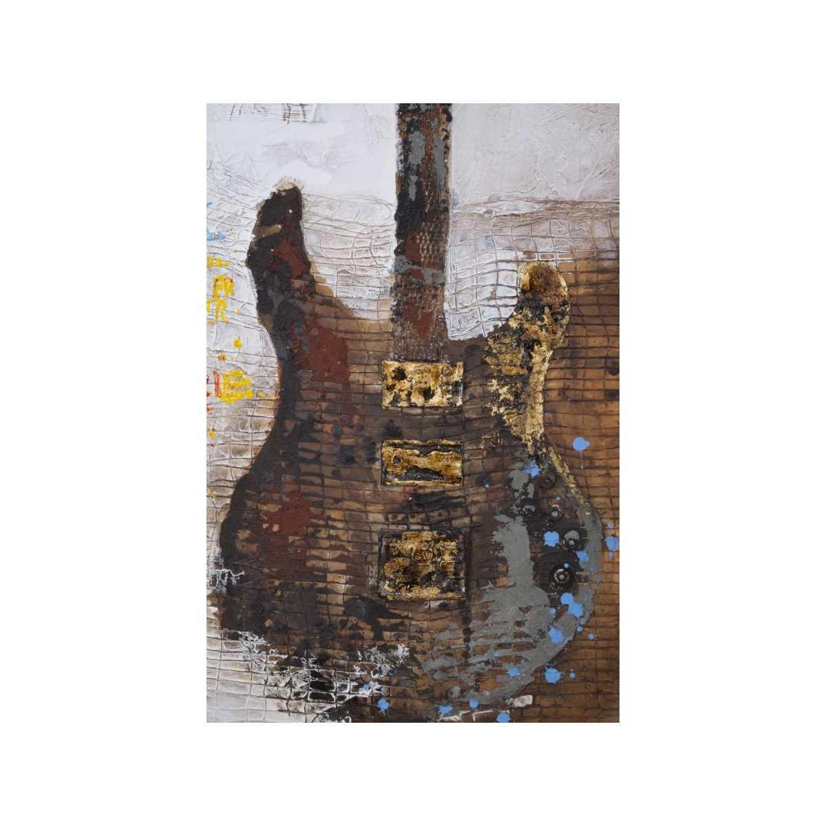 Quadro Dipinto Su Tela Guitar Art cm.90x3,5x120