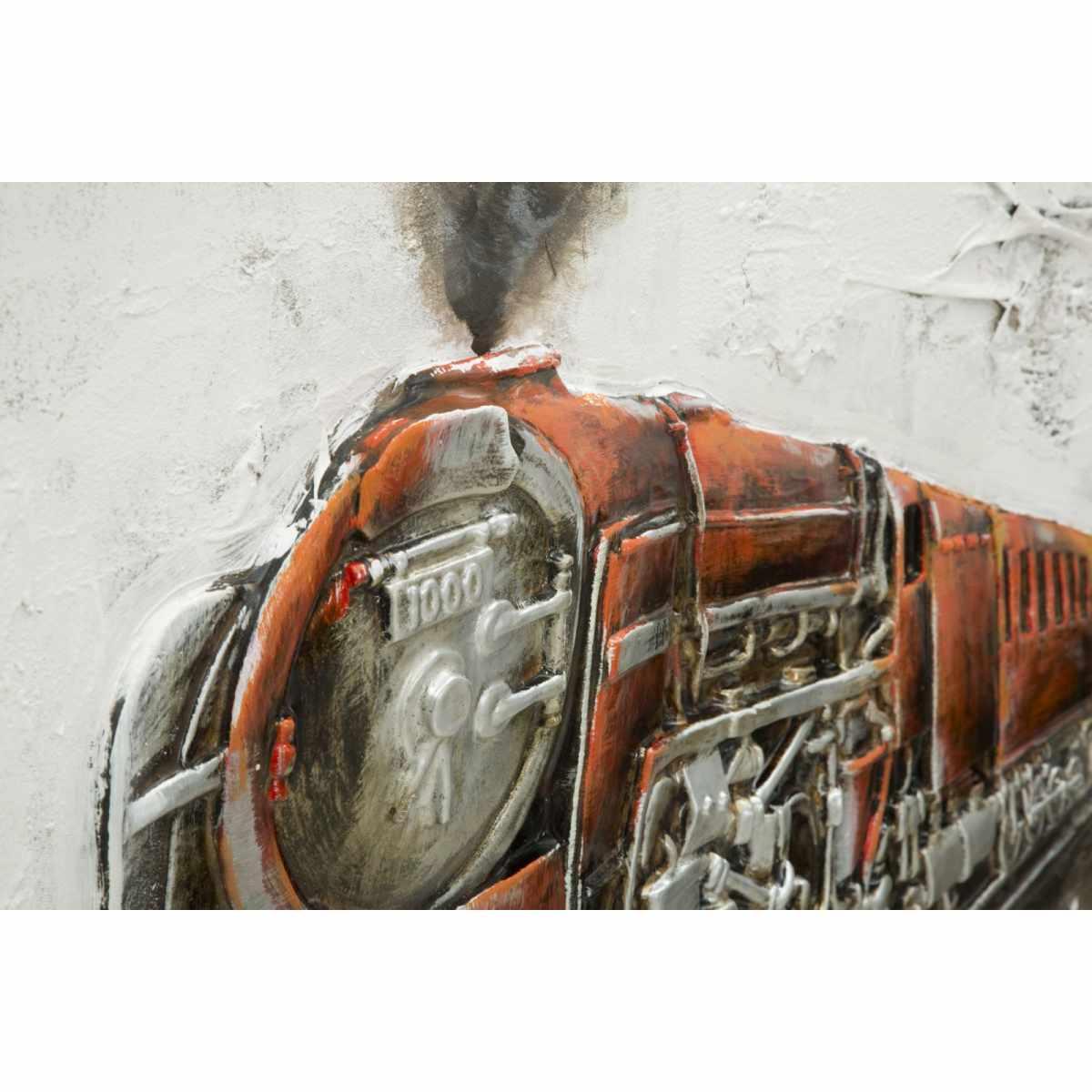 Quadro Dipinto Su Tela Locomotiva cm.140x3,7x70