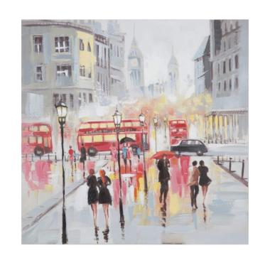 Quadro Dipinto Su Tela Rain London mod.A cm.100x3x100