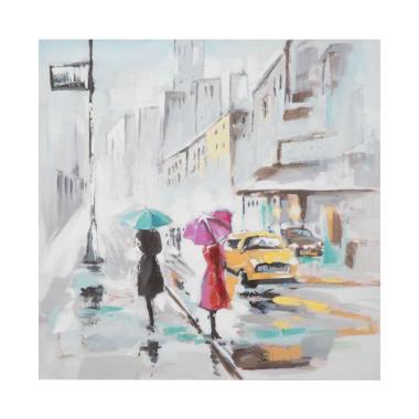 Quadro Dipinto Su Tela Rain Paris mod.B cm. 100x3x100