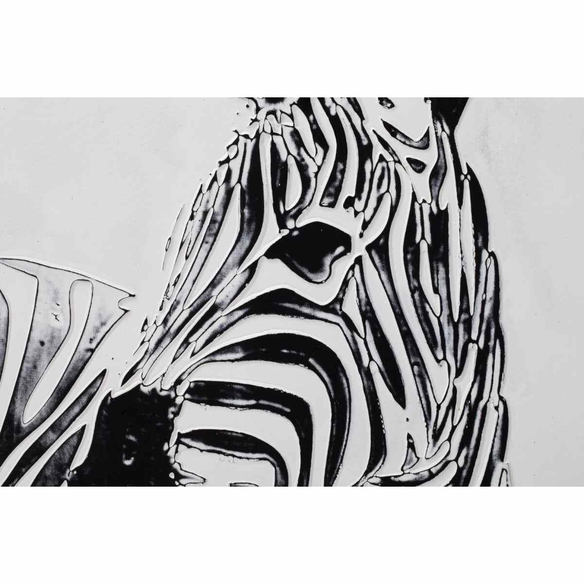 Quadro Dipinto Su Tela Zebra- B cm.80x80