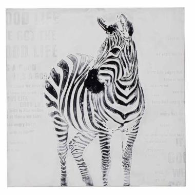 Quadro Dipinto Su Tela Zebra- B cm.80x80