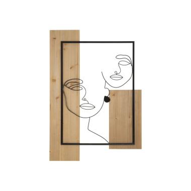 Quadro Pannello Da Muro Faces Ferro E Wood cm.63x2x90