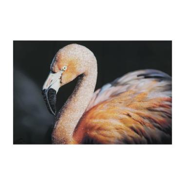 Quadro Stampa Su Tela Con Applicazioni mod.B Flamingo cm. 120x3,8x80