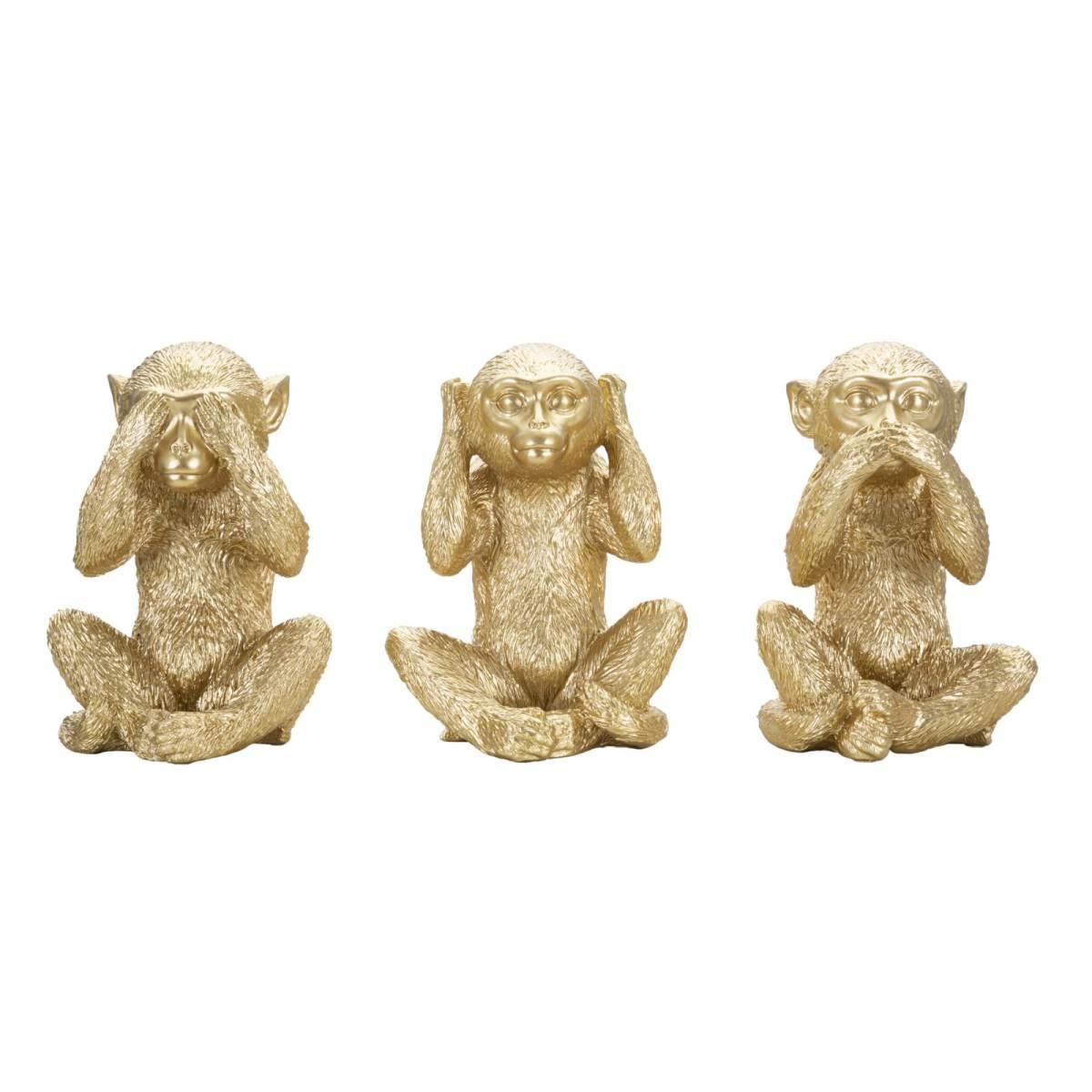 Scultura Scimmia Non Vedo Non Sento Non Parlo Set 3 Pz cm.13x14x19.5 | Mauro Ferretti