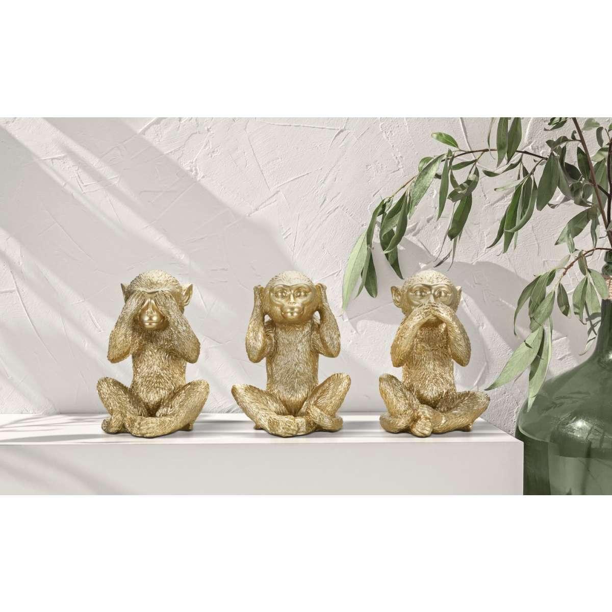 Scultura Scimmia Non Vedo Non Sento Non Parlo Set 3 Pz cm.13x14x19.5 | Mauro Ferretti