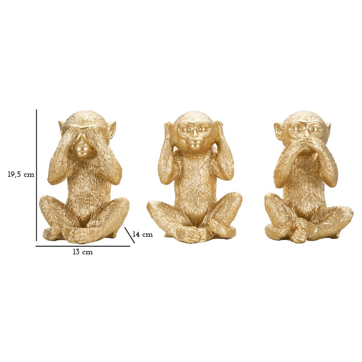 Scultura Scimmia Non Vedo Non Sento Non Parlo Set 3 Pz cm.13x14x19.5 | Mauro Ferretti
