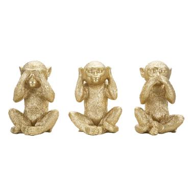 Scultura Scimmia Non Vedo Non Sento Non Parlo Set 3 Pz cm.13x14x19.5 | Mauro Ferretti