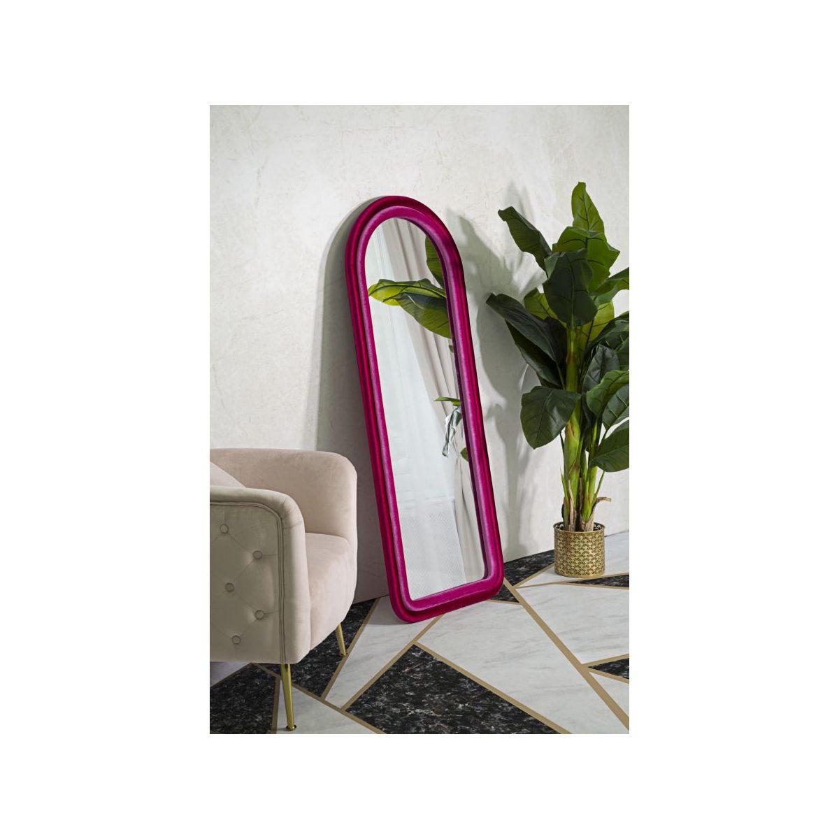 Specchio Da Muro Cloe Velluto Fucsia cm.60x4x160 Misura Specchio cm.45x145 | Mauro Ferretti