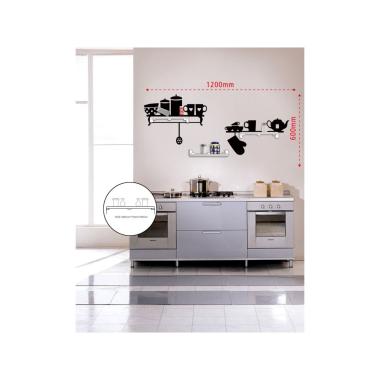 Sticker Da Muro Kitchen Con Mensole cm.120x60