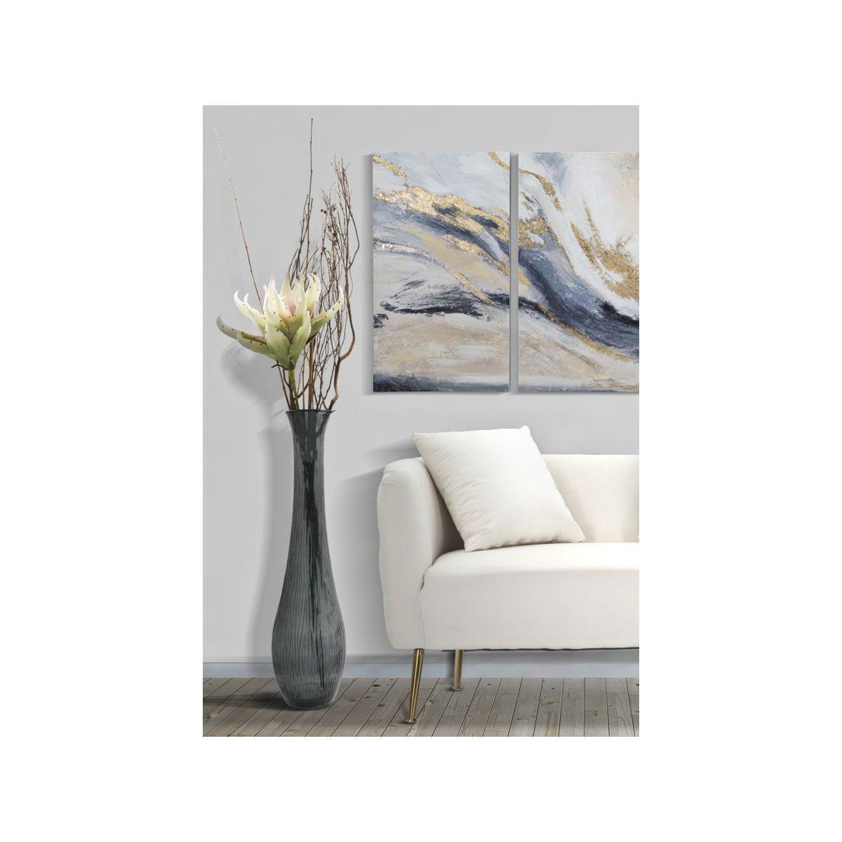 Vaso Jarron Arabe Vetro Riciclato Fumo cm.Ø25x99 Made In Spain |Mauro Ferretti