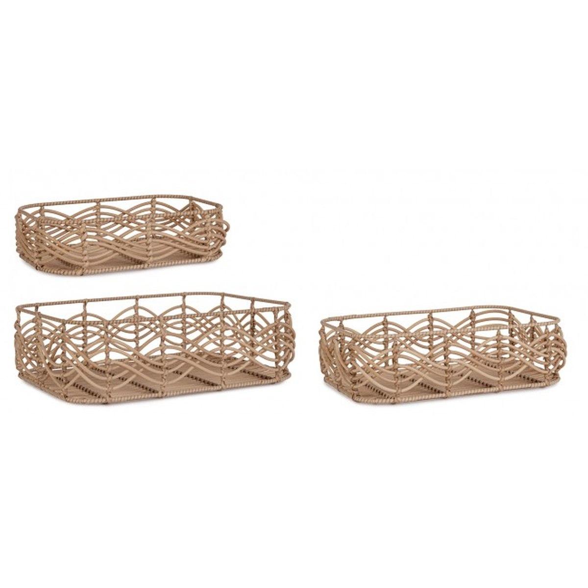 Vassoio Set pz.3 Sherly Rettangolare Naturale | Bizzotto