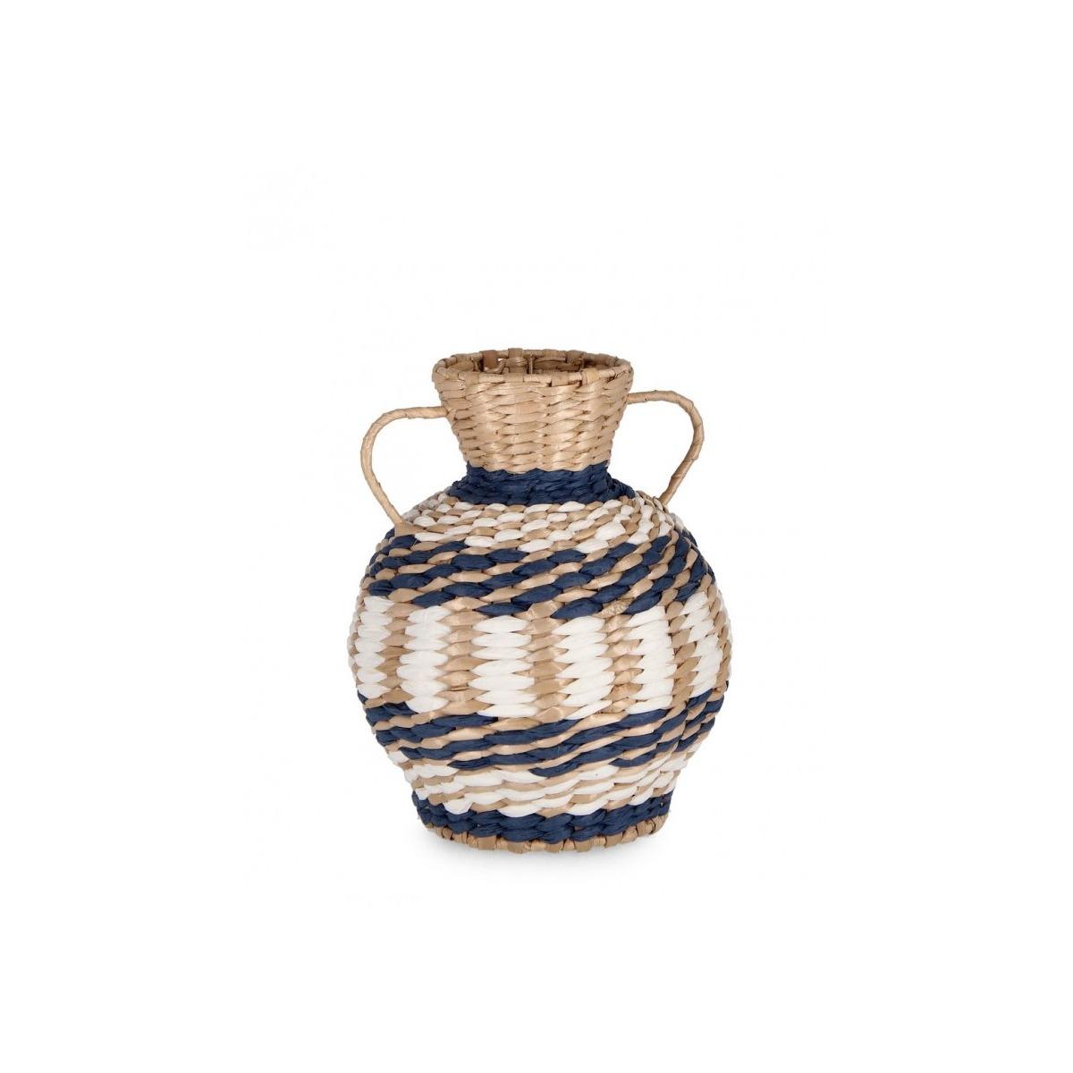 Vaso Namibia Anfora Basso Blu-Bianco cm.Ã?22 | Bizzotto