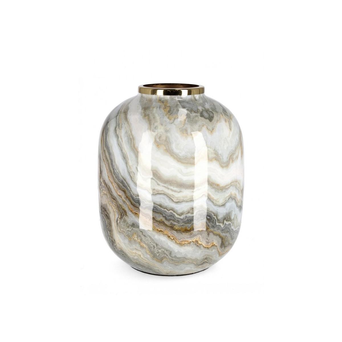 Vaso Marsha To Bianco Grigio Oro cm.H36 | Bizzotto