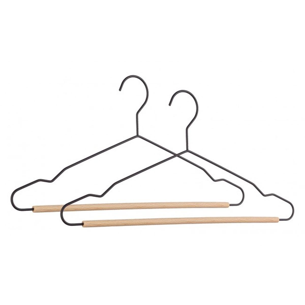 Gruccia Set pz.2 con Barra Closet Nero | Bizzotto