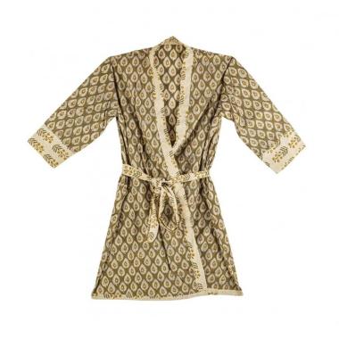 Kimono Reims Avorio Con Foglia-Fiore