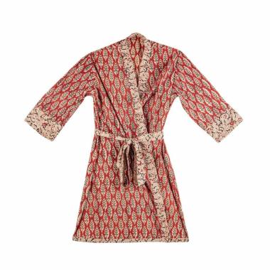Kimono Lorient Rosso Con Foglia-Fiore Picc