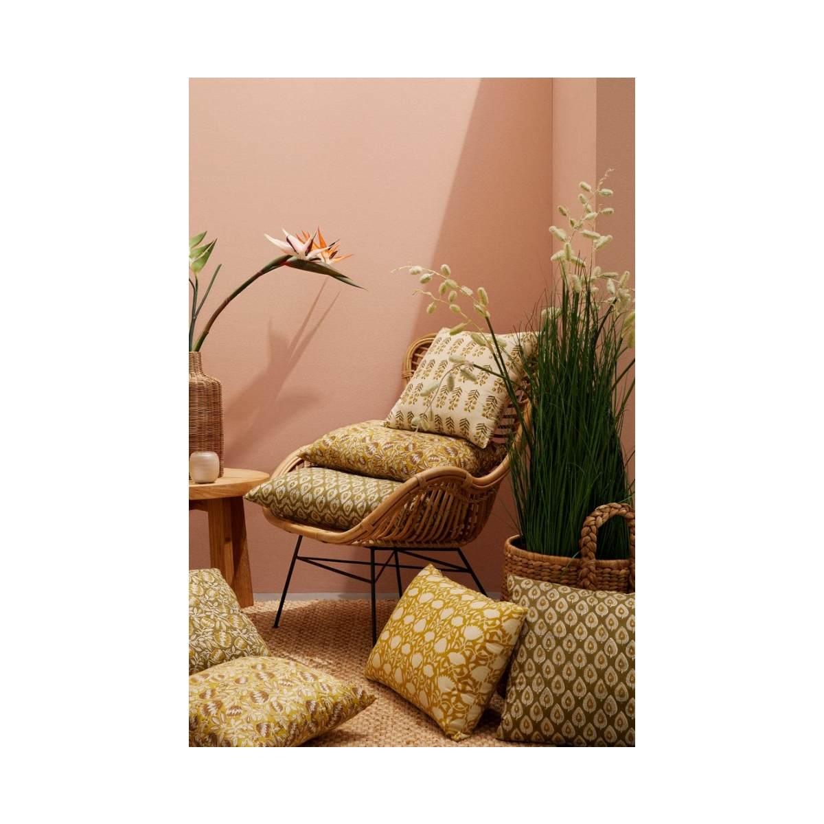 Cuscino Chambery Ocra con Fiore Ros 40x60 | Bizzotto